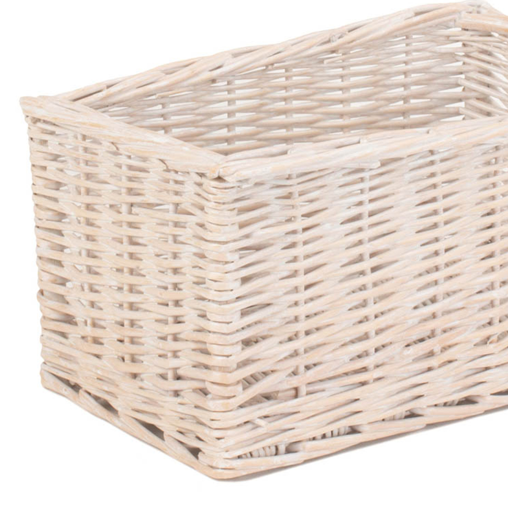 Red Hamper White Wash Small Wicker Open Storage Basket Image 2