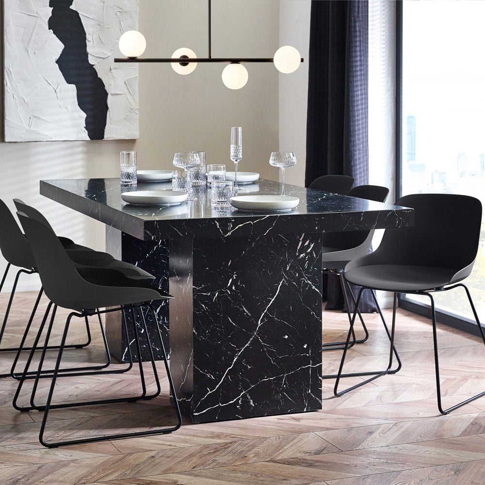 Julian Bowen Rome 6 Seater Marble Effect Dining Table Black Image 1