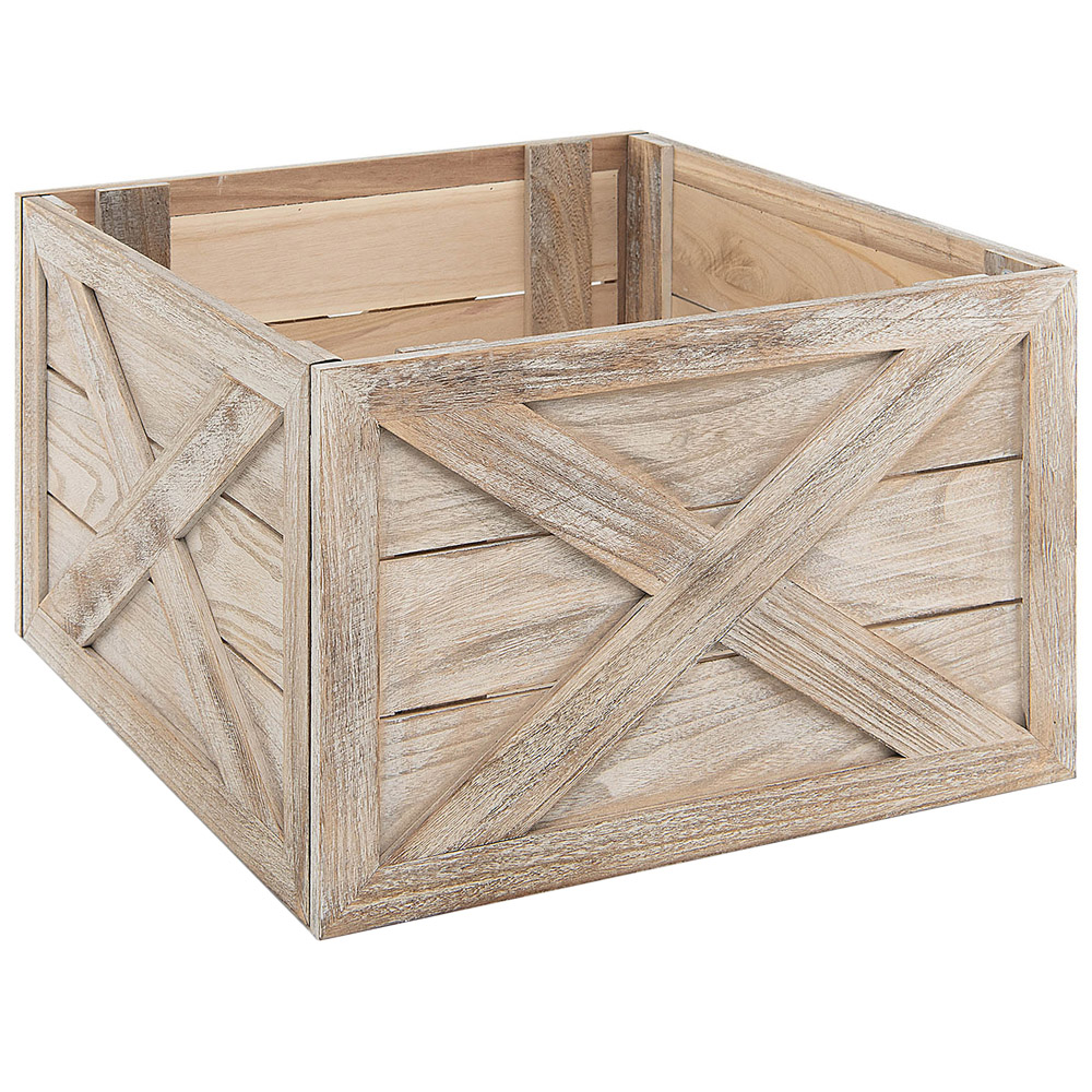 Costway Brown Christmas Tree Box Stand Small Image 1