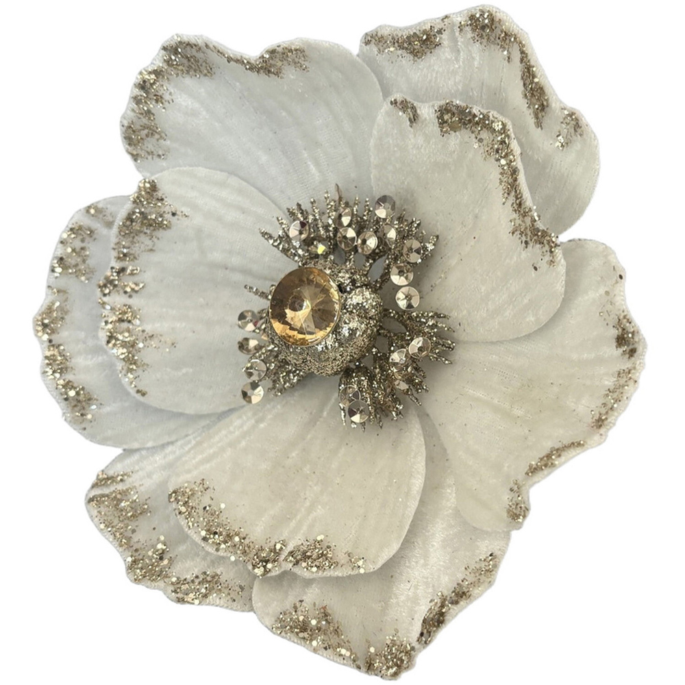 Jewelled Flower Clip White Image 2