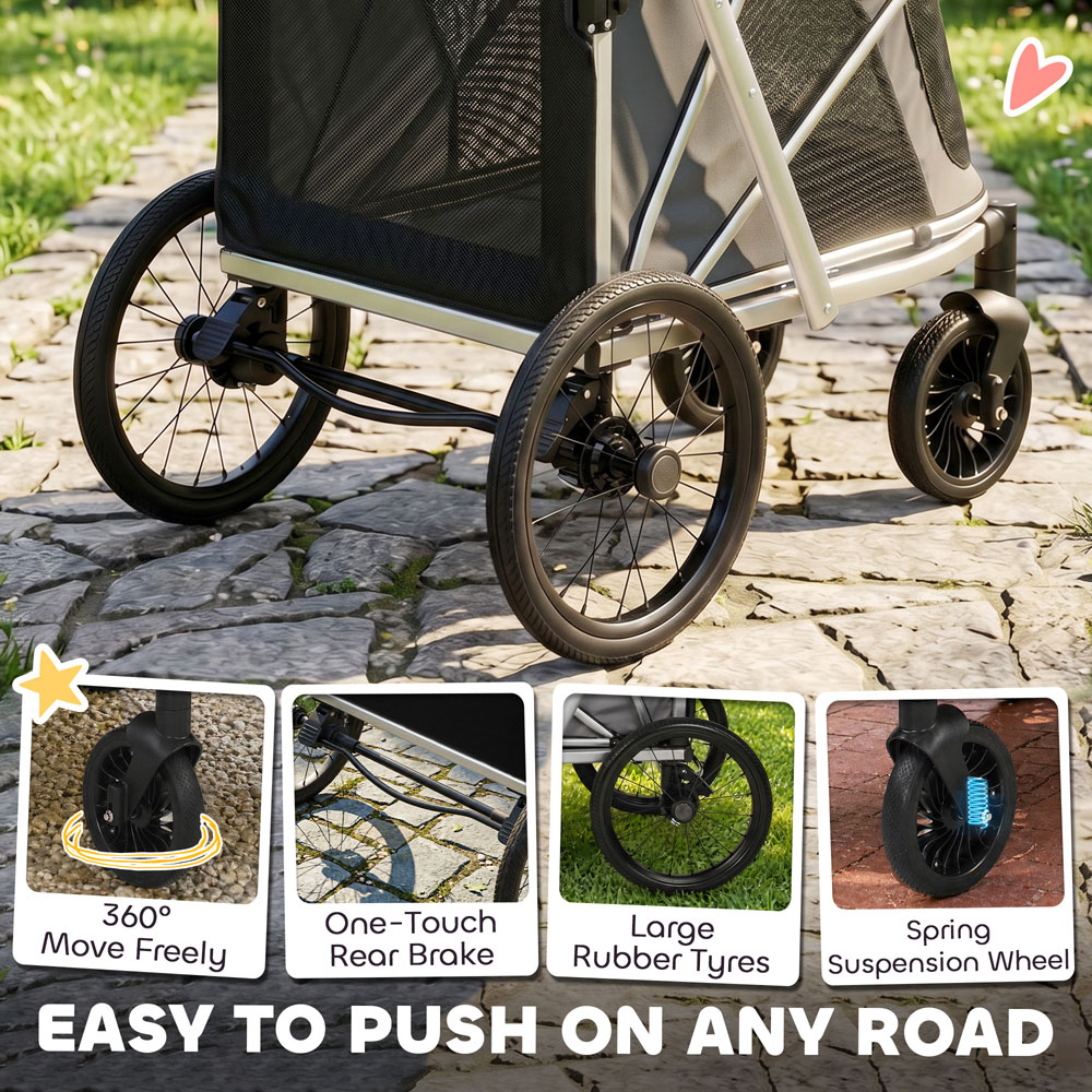 PawHut Small Medium Foldable Dog Stroller Image 5