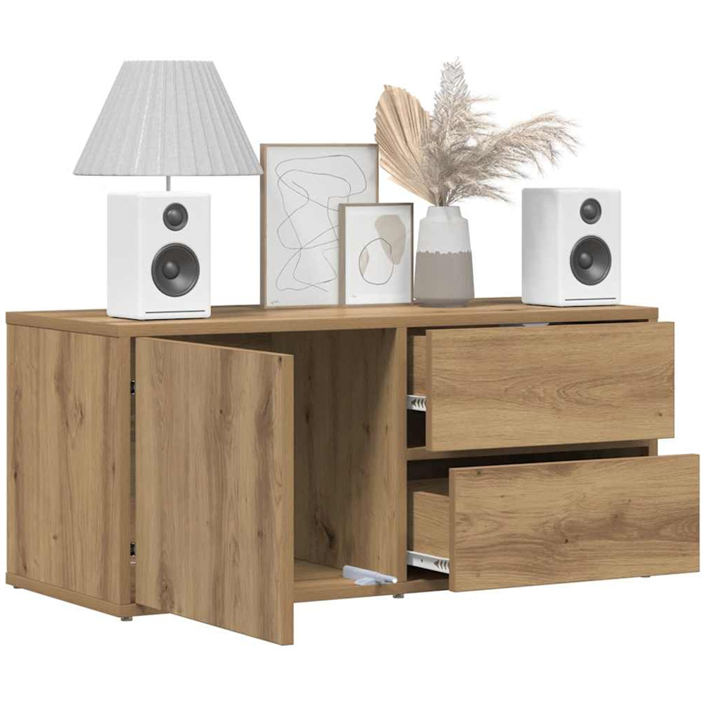 vidaXL Single Door 2 Drawer Artisan Oak TV Cabinet Image 3