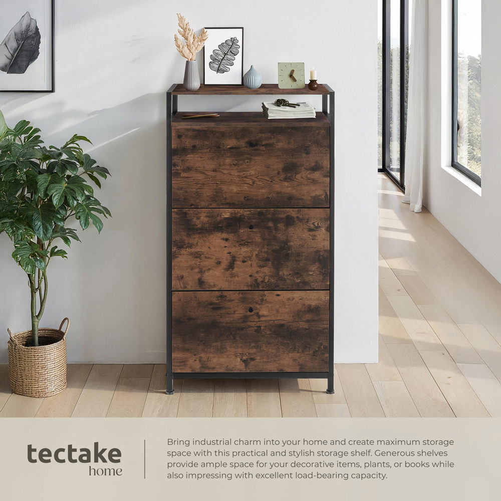 tectake 3 Tilt Drawer Dark Wood Slim Rack 32 x 61 x 130cm Image 4