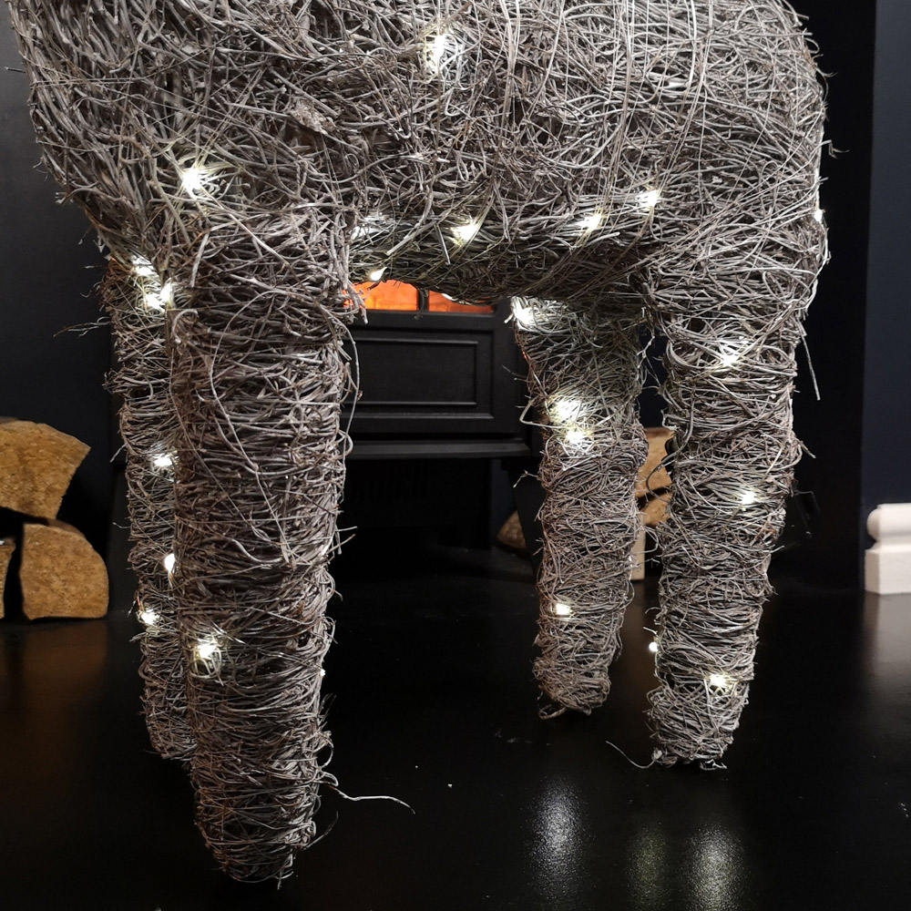 Samuel Alexander Rattan Woven Comet Reindeer LED Christmas Decoration 71cm Image 6