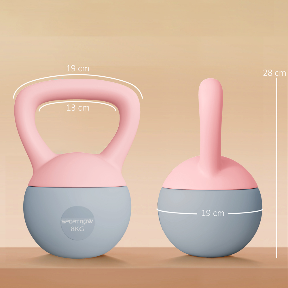 SPORTNOW Pink and Grey Soft Body Kettlebell with Non Slip Handle 8kg Image 9