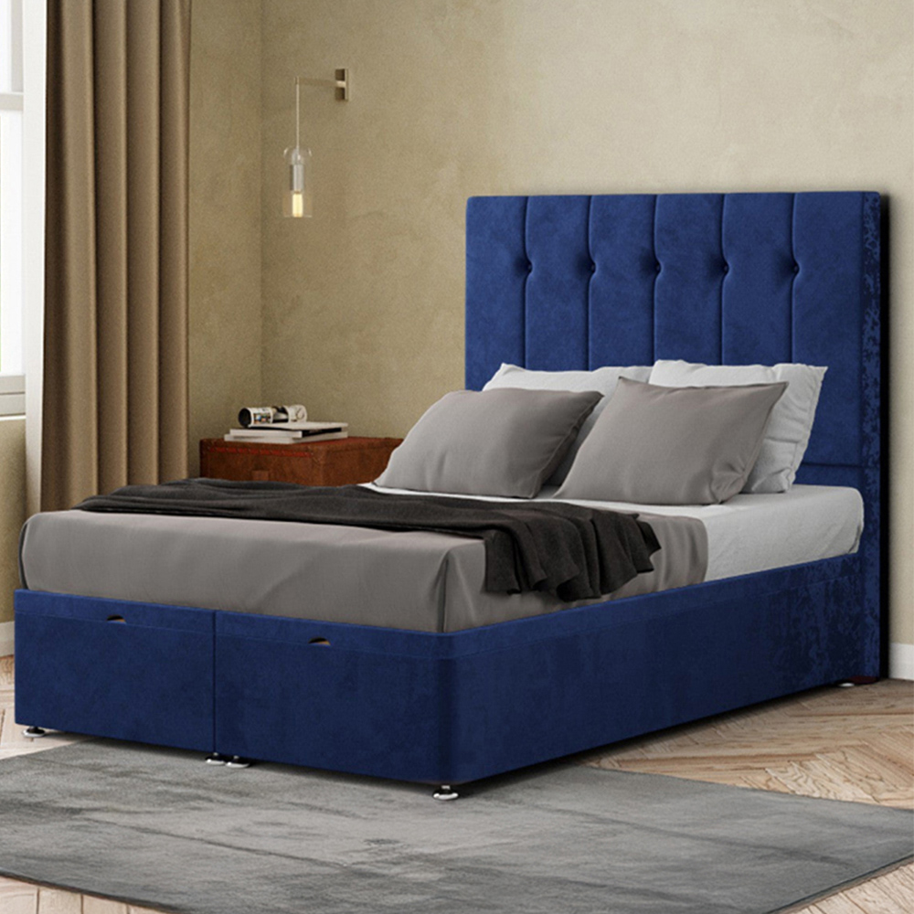 Portland Highland Super King Navy Plush Ottoman Bed with Headboard Image 1