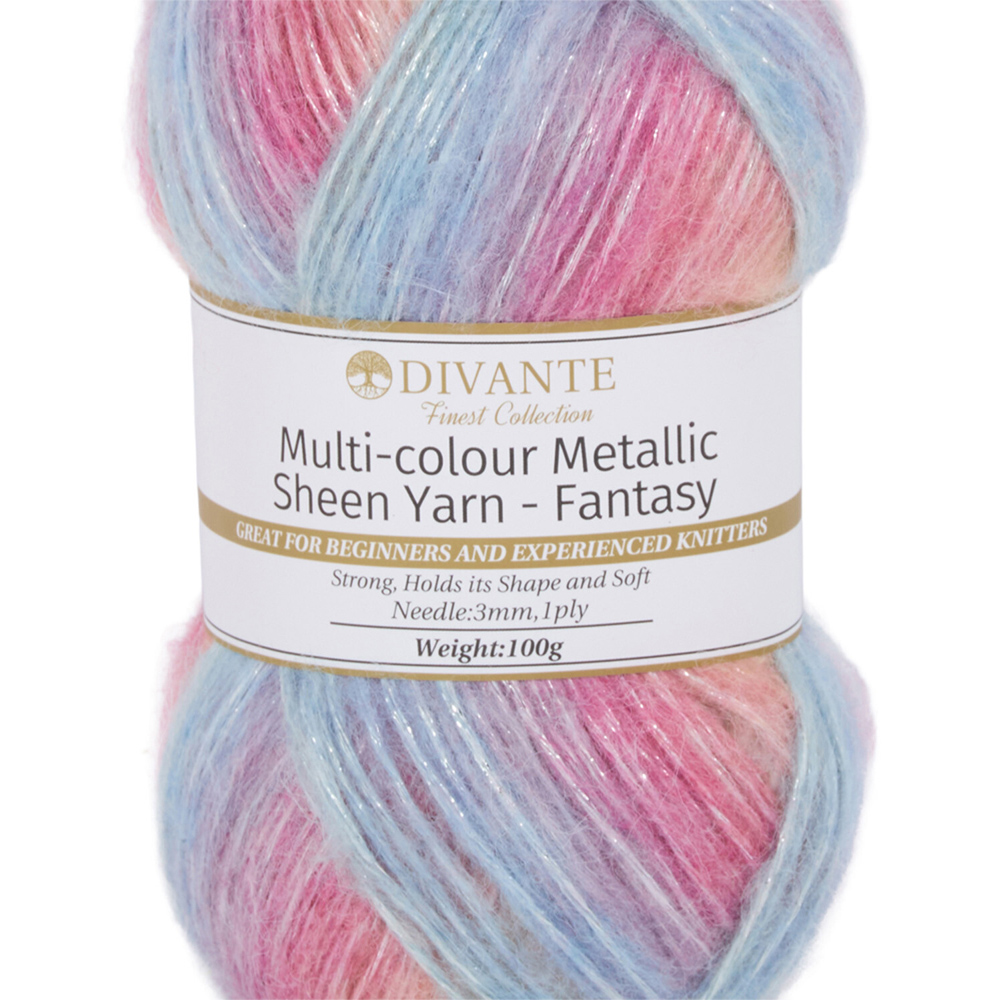 Multicolour Metallic Sheen Yarn Peach Image 2