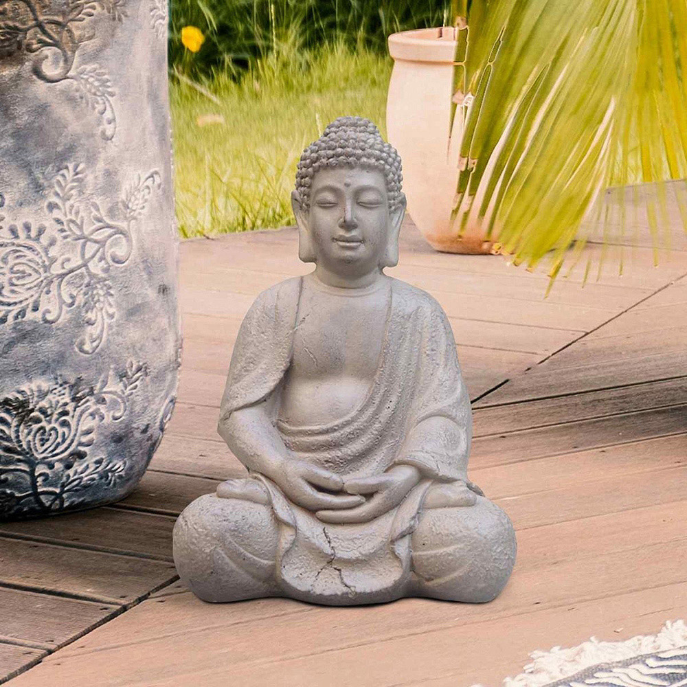wilko Buddha Sitting in Mediation Brown Statue Image 7
