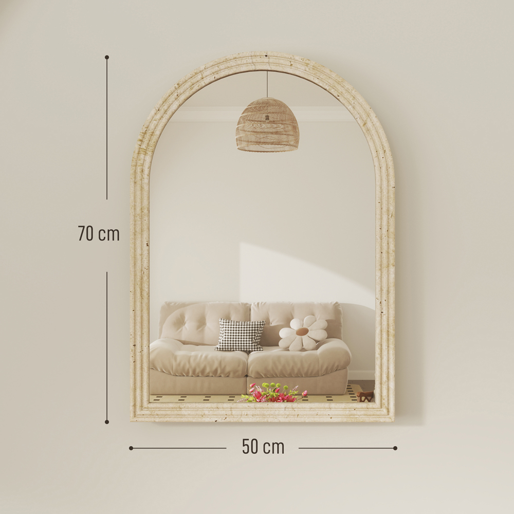 Portland Beige Arched Wall Mirror 70 x 50cm Image 9