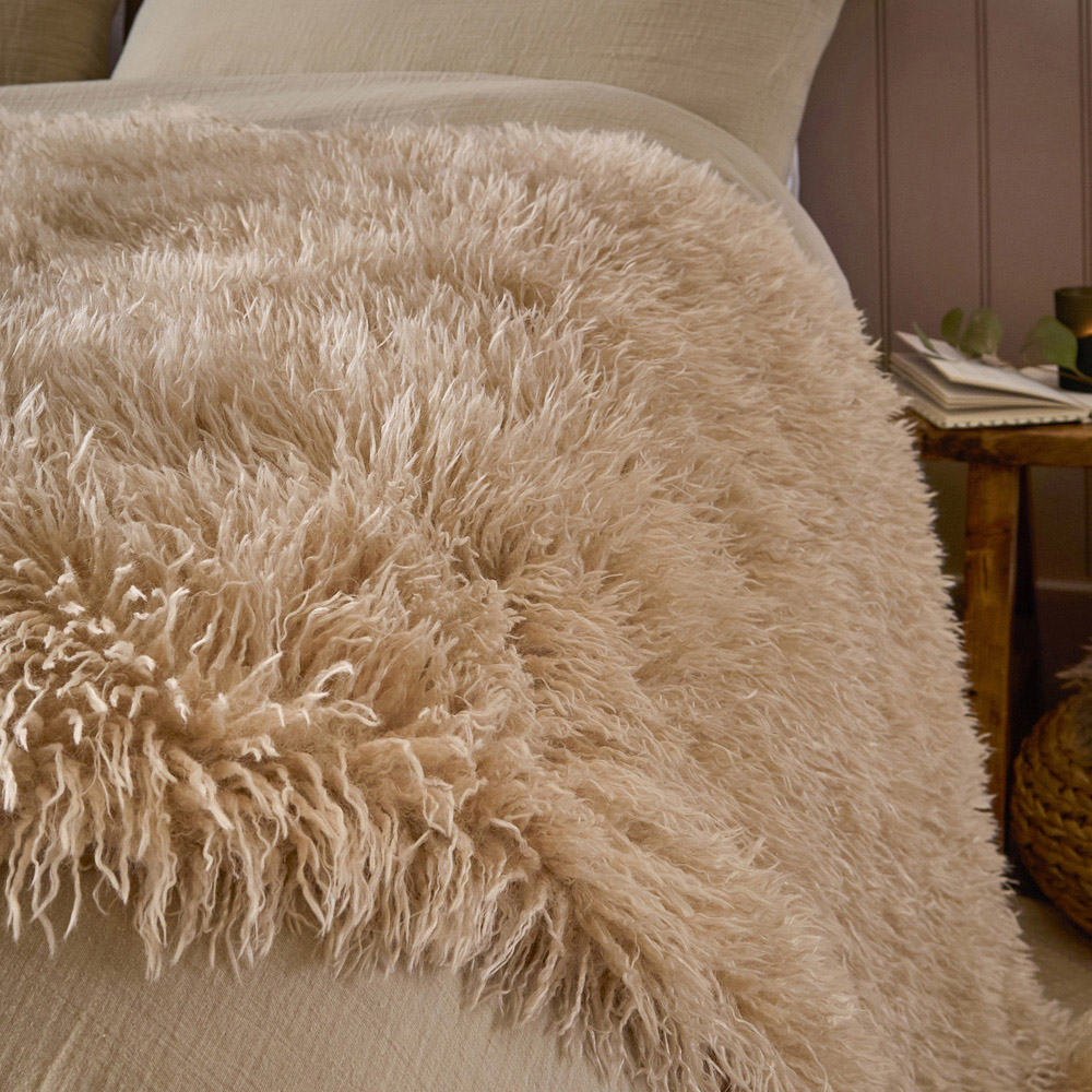 Furn Rowan Natural Reversible Faux Fur Throw 130 x 175cm Image 4