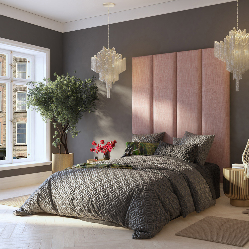 Aspire Furniture Llewelyn-Bowen Luxury Tea Rose Pure Pastel Cotton Wall Mounted Headboard 45cm Image 8