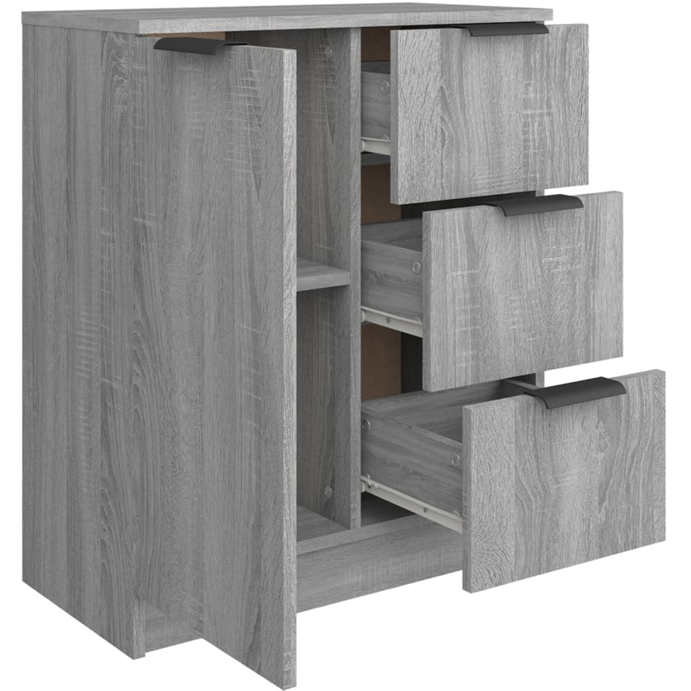 vidaXL Single Door 3 Drawer Grey Sonoma Wooden Sideboard Image 5