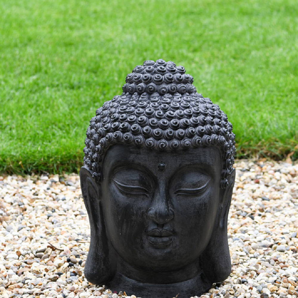 Garden Gear Stone Effect Large Buddha Head Garden Ornament Image 4