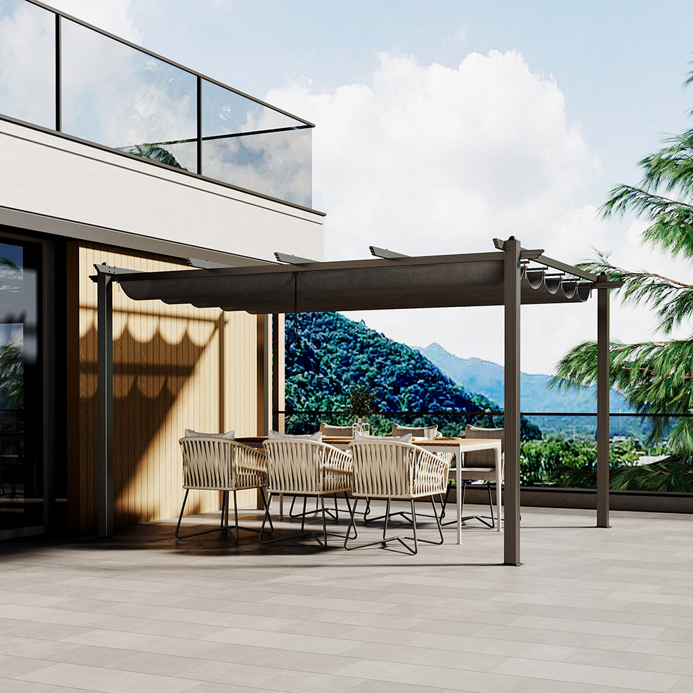 Living and Home Black Patio Deck Pergola with Canopy 4 x 3m Image 7