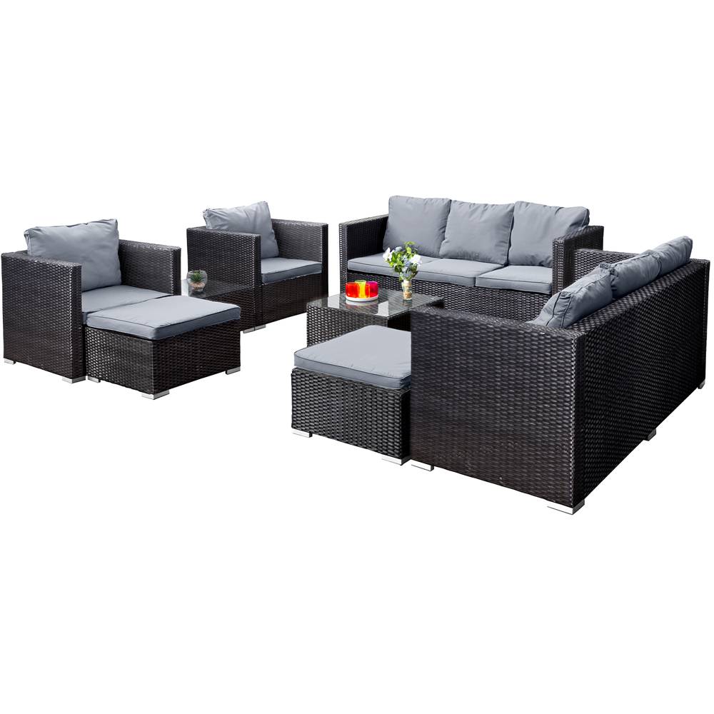 Oseasons Acorn 10 Seater Black Rattan Deluxe Lounge Sofa Set Image 2