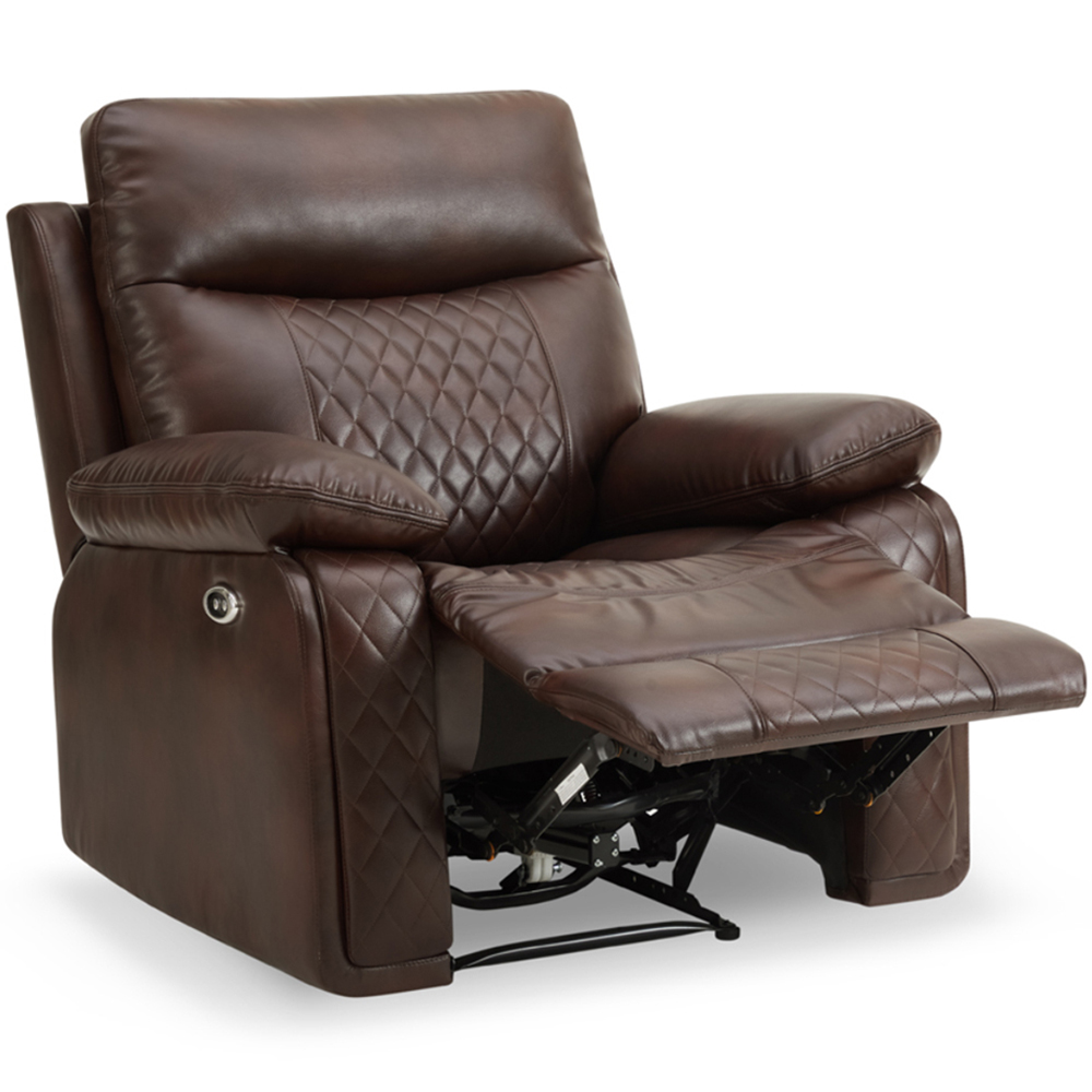 Home Detail Carson Single Seater Brown Faux Leather Electric Recliner Sofa Image 6