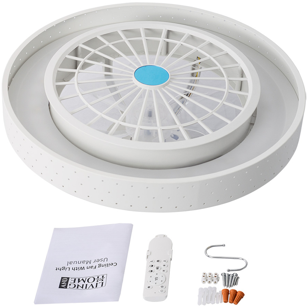 Living and Home White Round Acrylic LED Ceiling Fan Light 19 inch Image 7