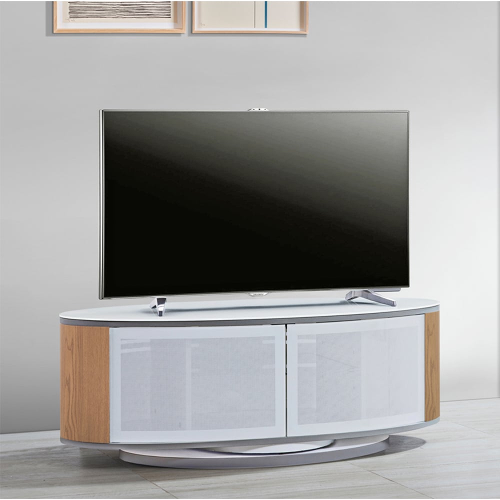 MDA Designs Luna 2 Door White and Oak TV Unit Image 6