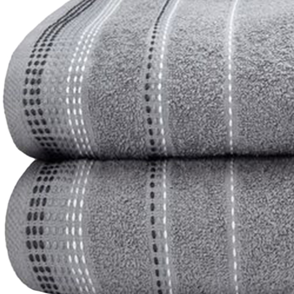 Rapport Home Berkley Silver Cotton Embroidered Bath Sheet Bundle Set of 2 Image 2