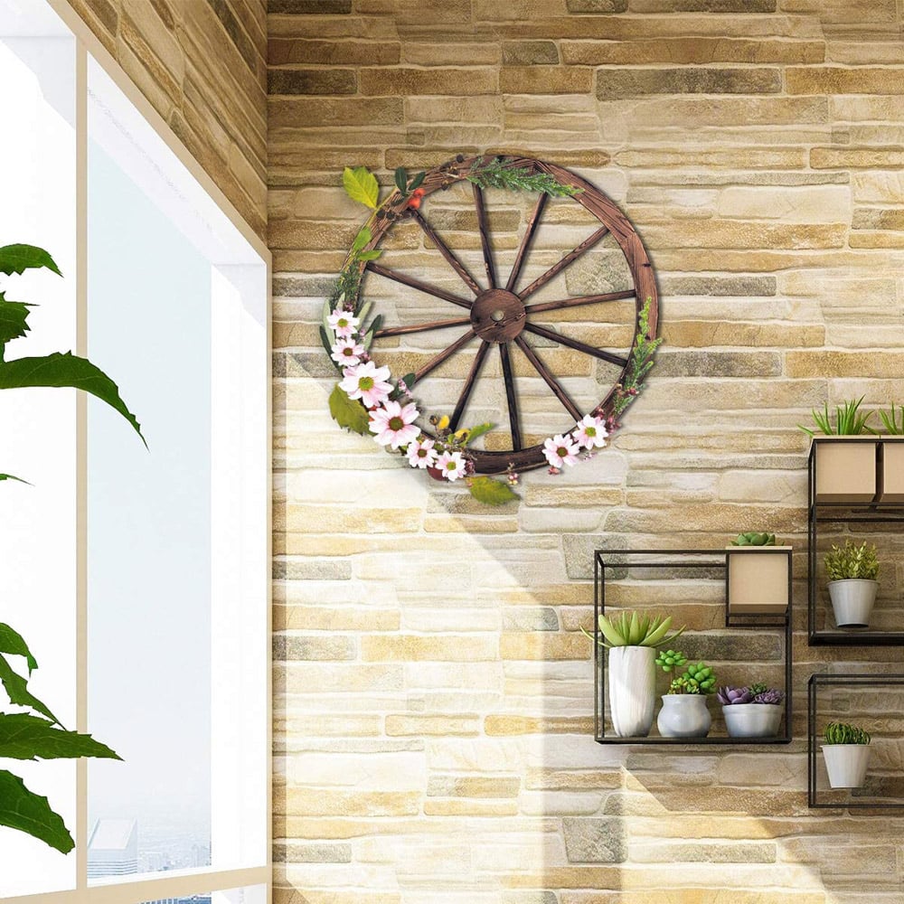 Costway Decorative Wooden Wheels 76cm Set of 2 Image 2