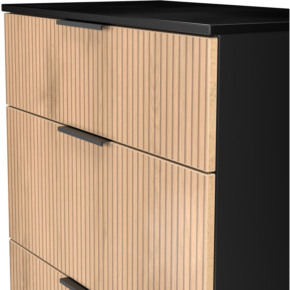 Crowndale Java 3 Drawer Slatt Effect and Black Deep Chest of Drawer Image 5