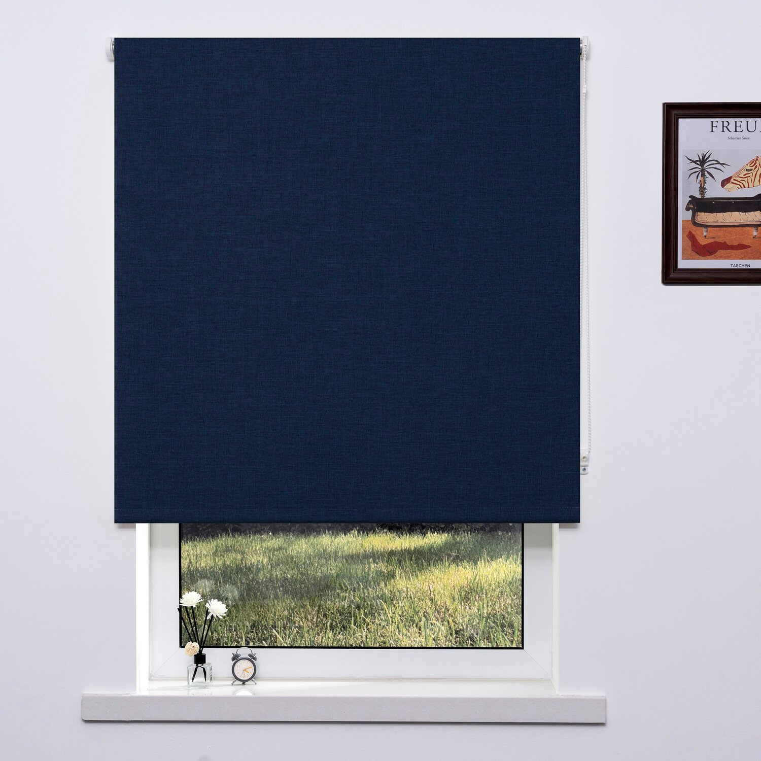 Textured Blackout Blinds - Navy / 120cm Image 1