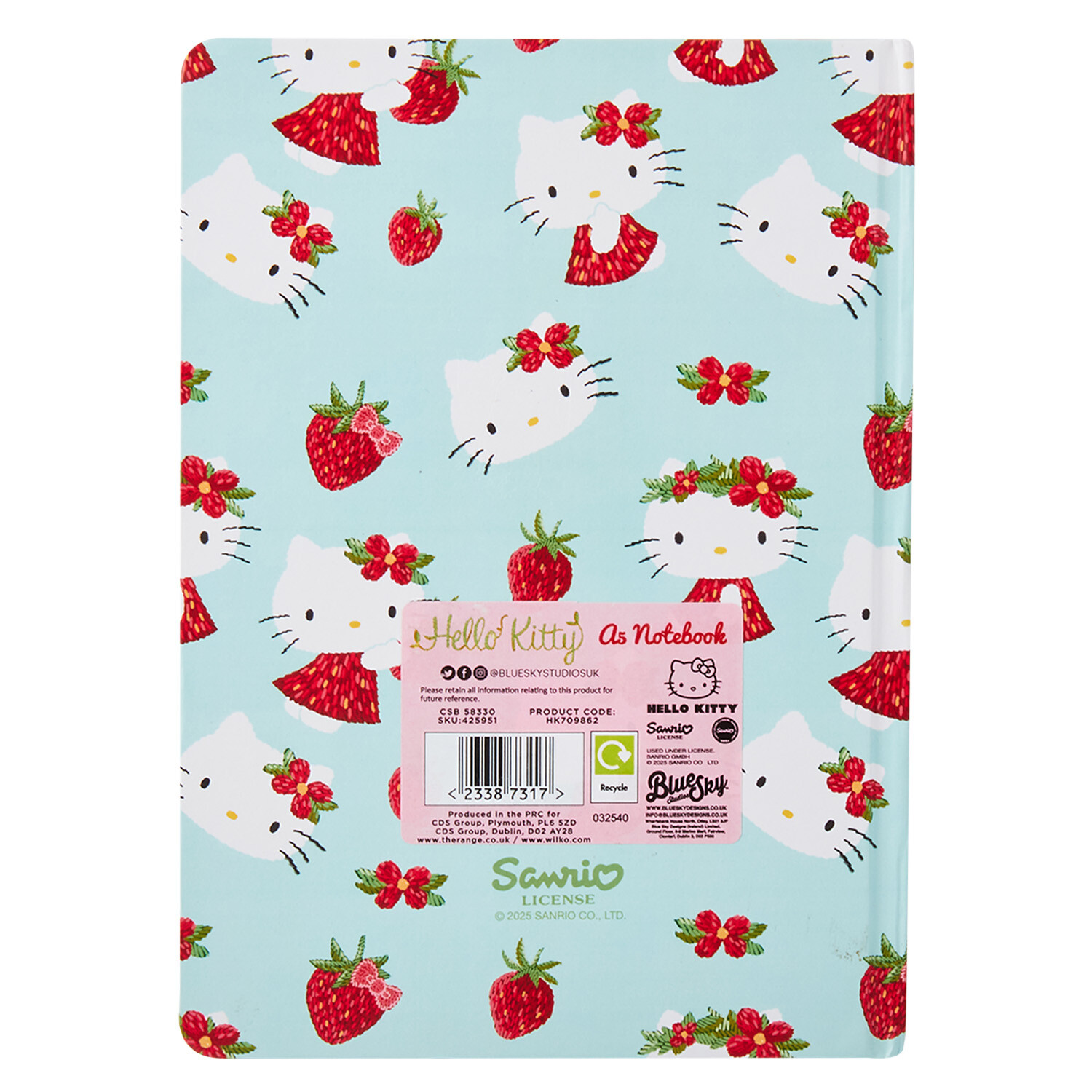 Strawberry Hello Kitty Blue A5 Notebook - Red and Blue Image 3