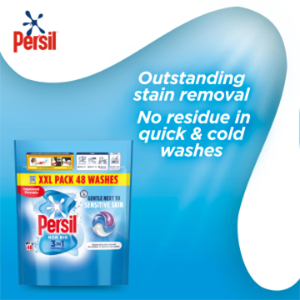 Persil 3 in 1 Non-Bio Washing Capsules 48 Washes 1012.8g 5 Pack Image 5