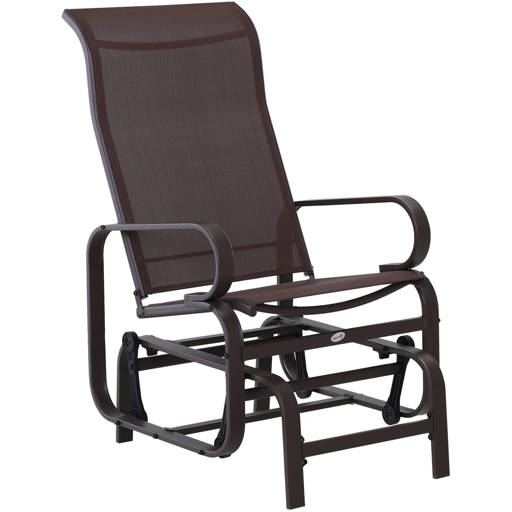 Outsunny Brown Texteline Outdoor Gliding Rocking Chair Image 2