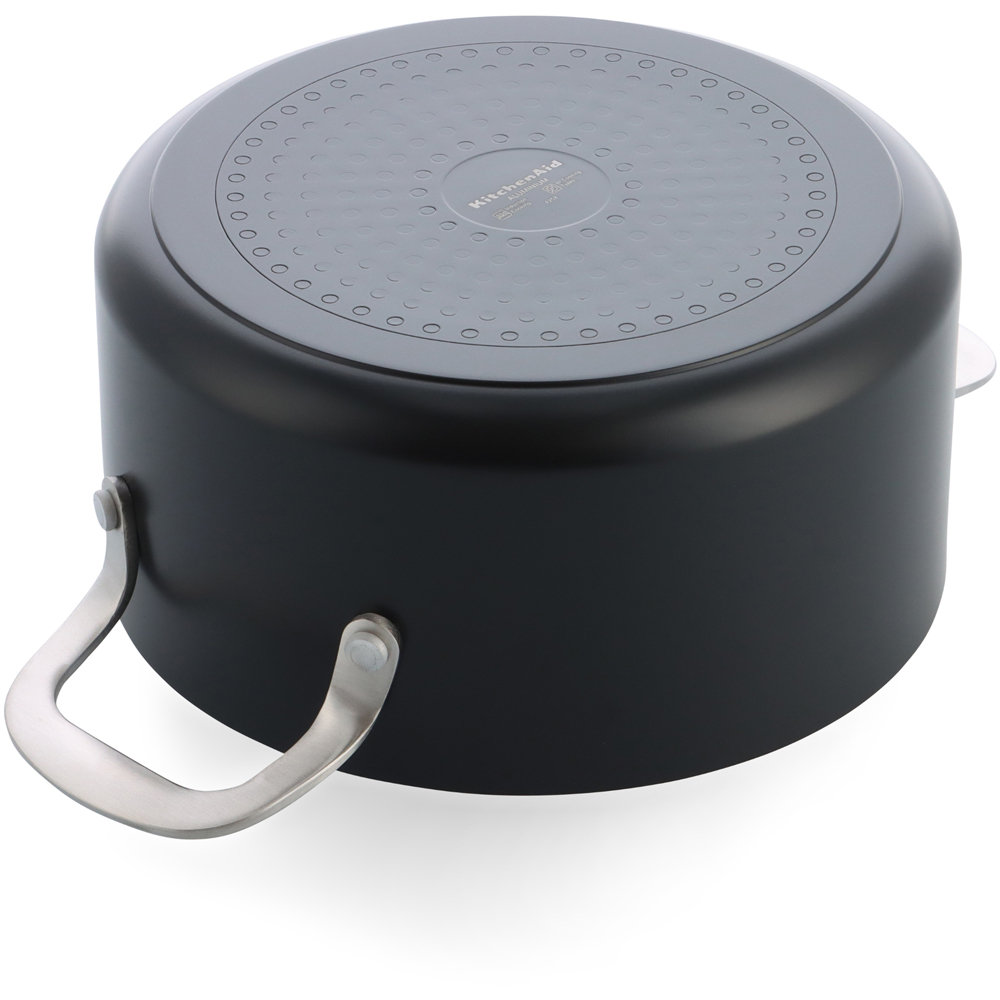 KitchenAid Coloured 24cm Matte Black Aluminium Casserole with Lid Image 4