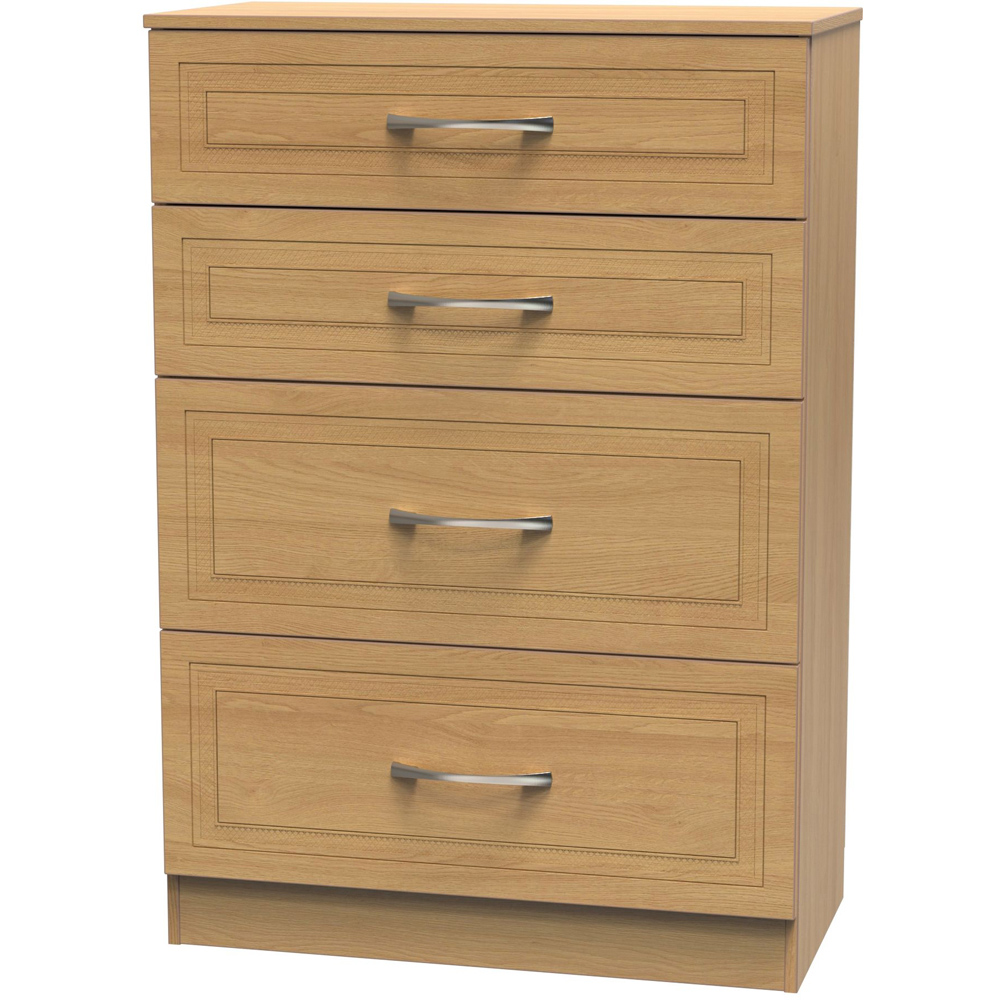 Crowndale Dorset 4 Drawer Modern Oak Chest of Drawers Ready Assembled Image 2