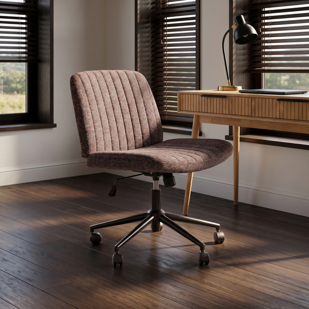 HGD BAO BUN Reddish Brown Tweed Fabric Height Adjustable Swivel Office Chair Image 7