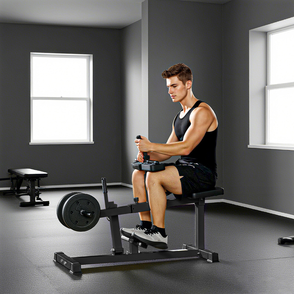 SPORTNOW Adjustable Seated Leg Extension Machine with Plate Loaded Image 2