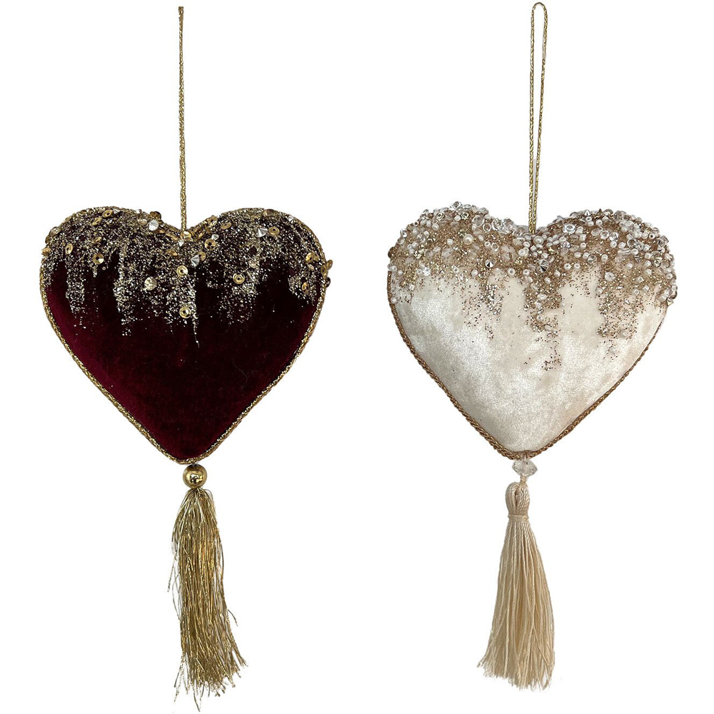 Single Chic Noir Gold Glitter Sequined Heart Bauble in Assorted styles Image