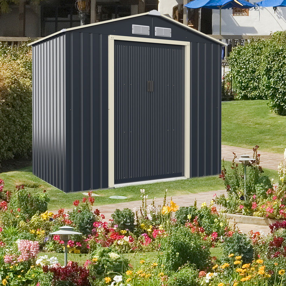 Costway 6.6 x 3.8ft Outdoor Storage Shed with 4 Vents and Double Sliding Door Image 2