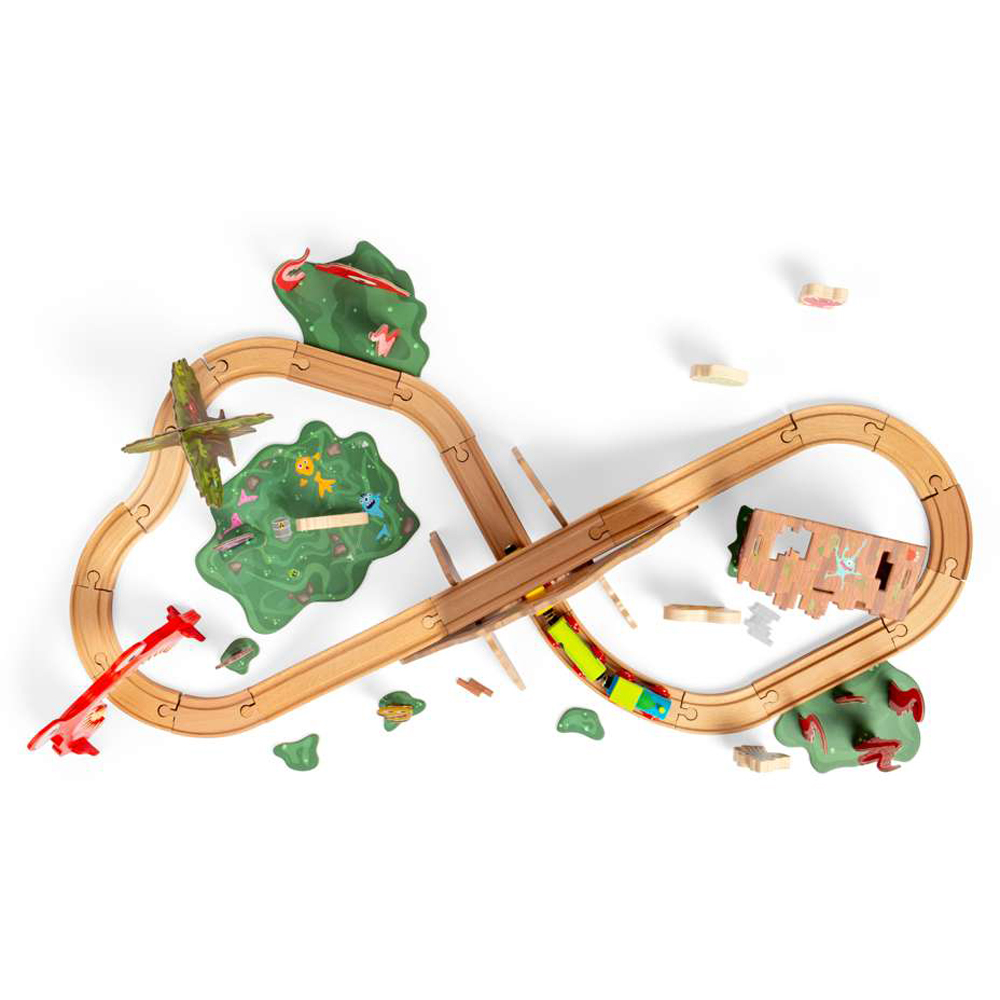 Bigjigs Rail Kids 50 Piece Wooden Monster Train Set Image 2