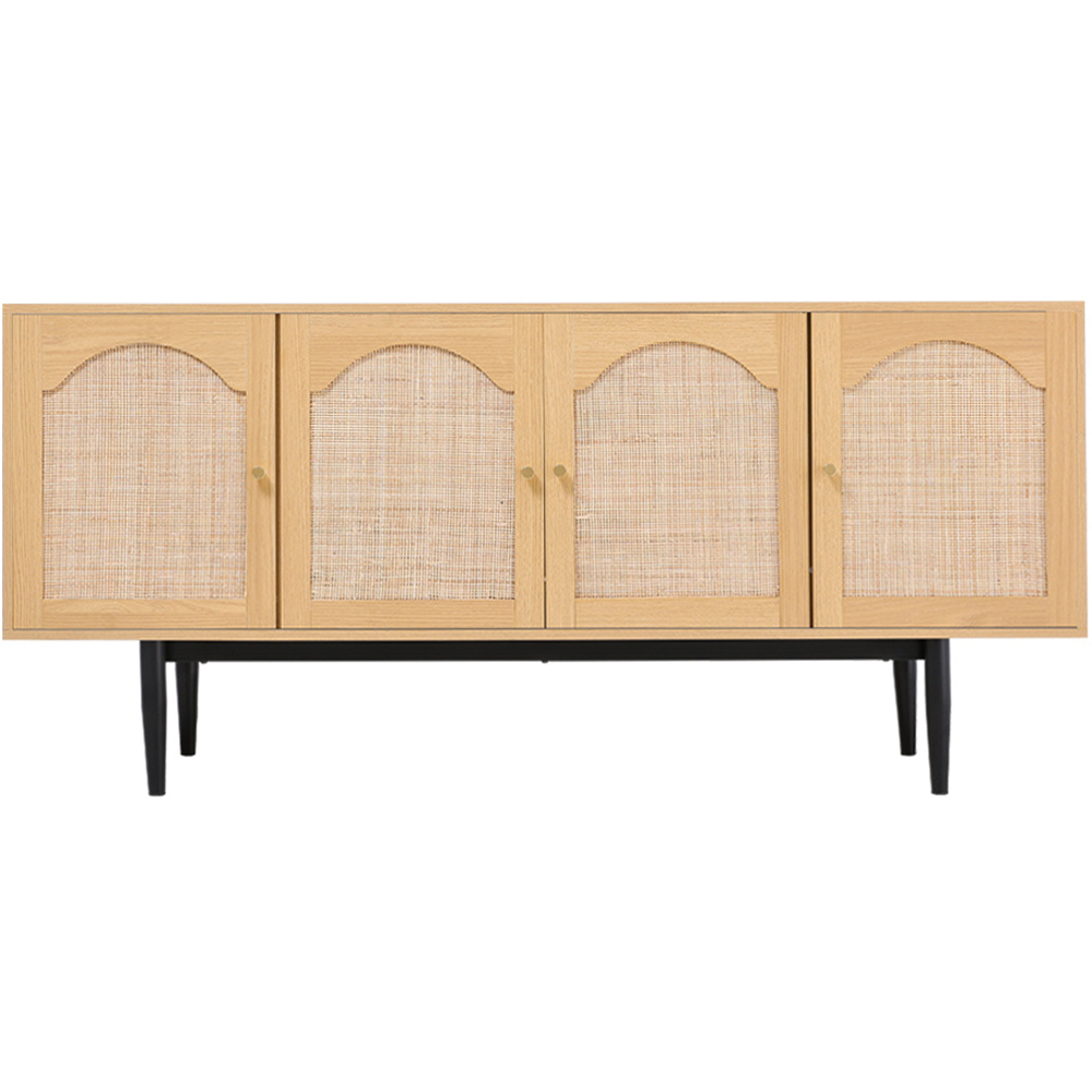 H&O Direct 4 Door Wood Woven Accent Cabinet Image 2