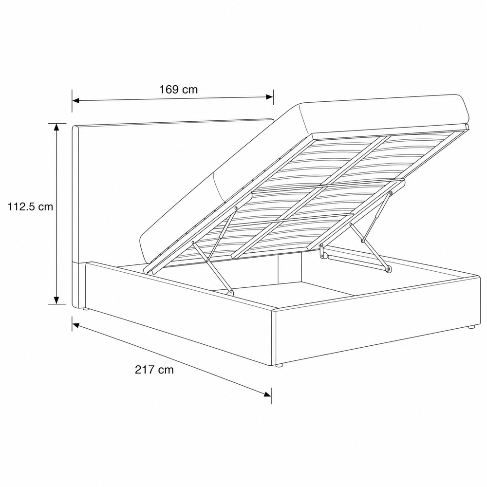 FWStyle Rufford King Size Beige Sand Front Lift Ottoman Bed Frame with Padded Headboard Image 9