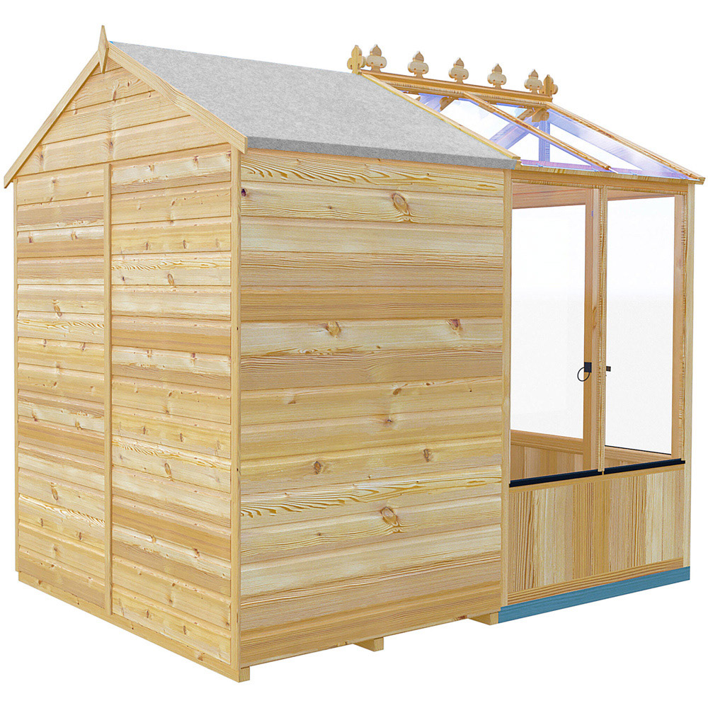 Shire Holkham 6 x 8ft Glazed Toughened Glass Greenhouse with Shed Image 4