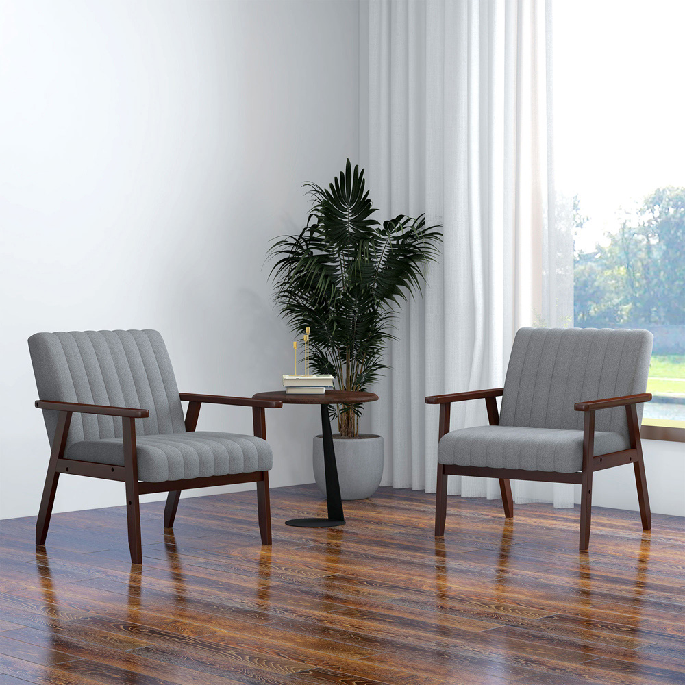 Portland Set of 2 Grey Fabric Armchair Image 1