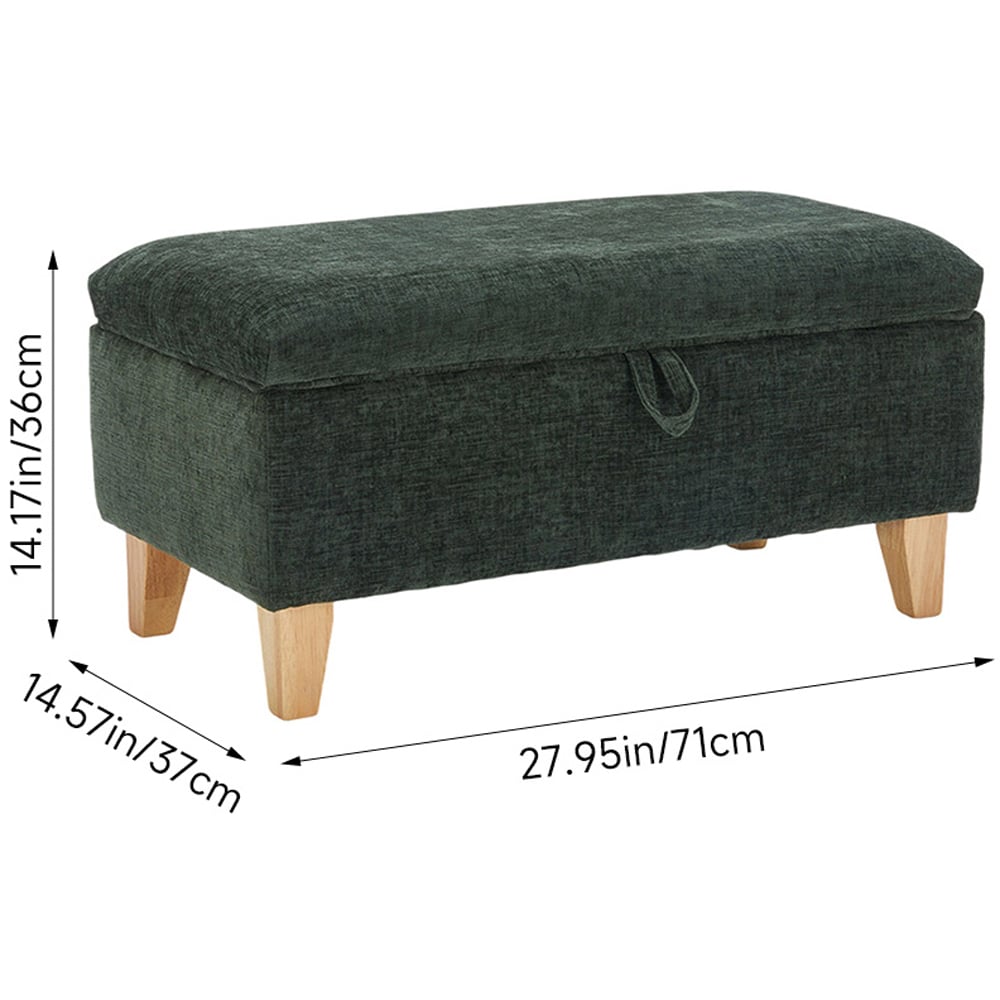 Living and Home Green Chenille Upholstered Storage Ottoman Image 9