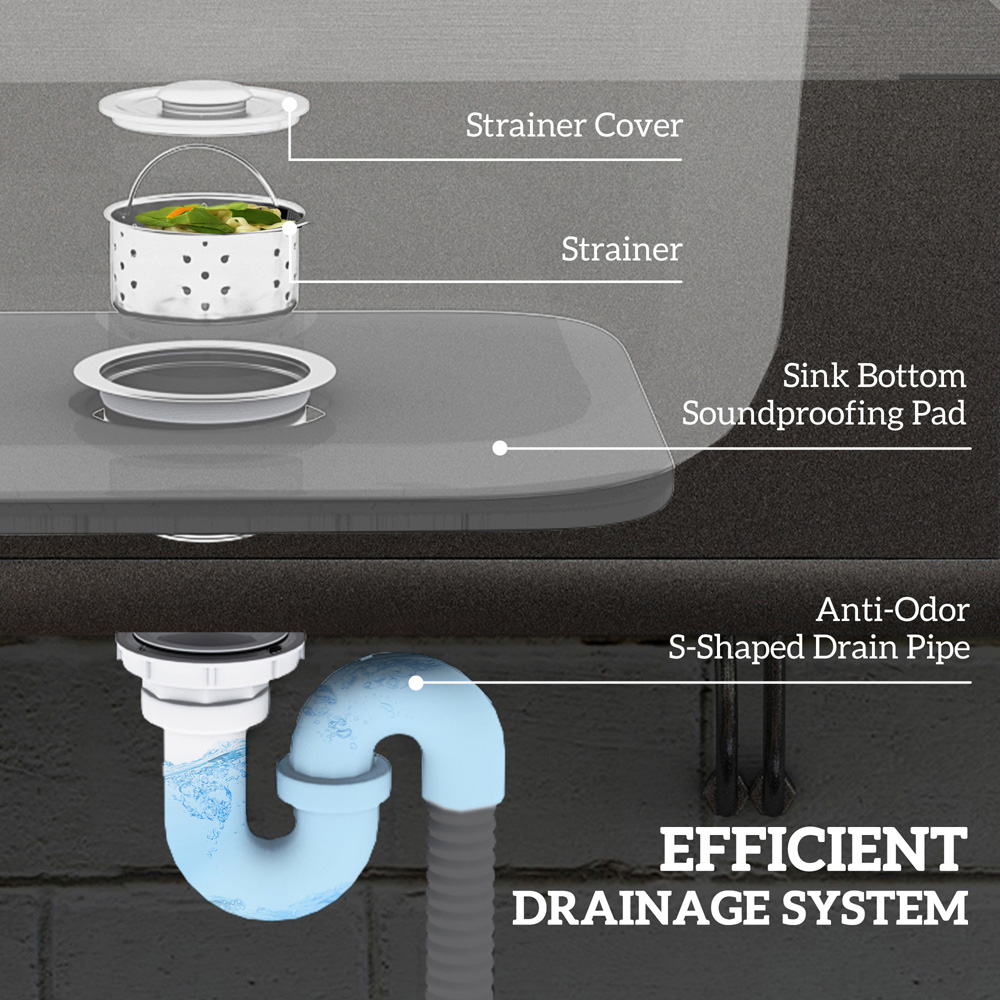 HOMCOM Silver Tone Stainless Steel Utility Sink with Cold and Hot Water Pipe Image 3
