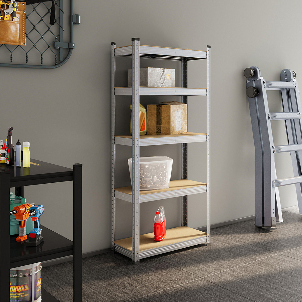 Living and Home 5 Shelf Silver Galvanised Steel Shelving Unit Image 7
