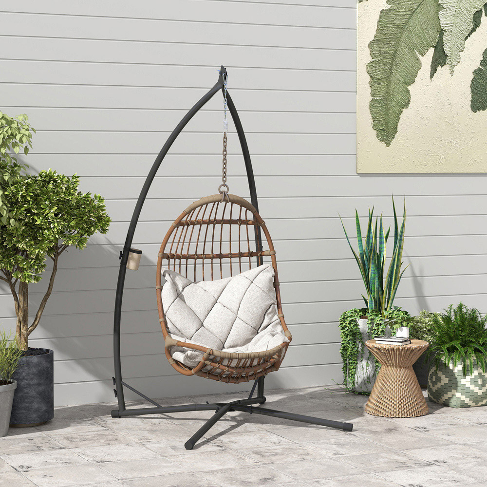 Outsunny Black Hammock Chair Stand Image 2
