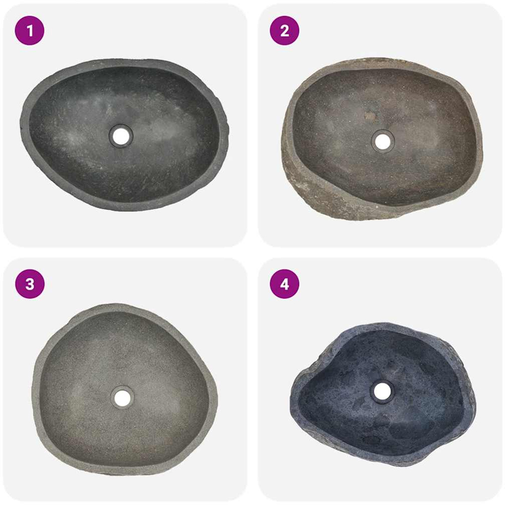 vidaXL Anthracite River Stone Oval Wash Basin 450-530 x 340-410mm Image 6