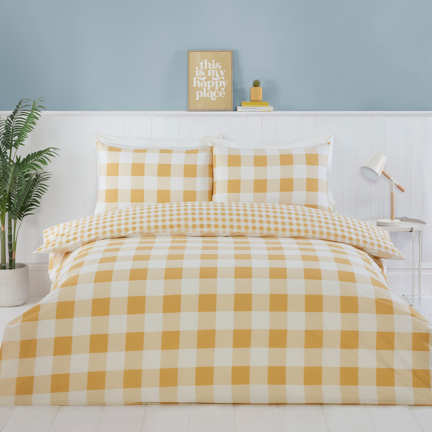 Portland Check Duvet Set - Yellow / Single Image 1