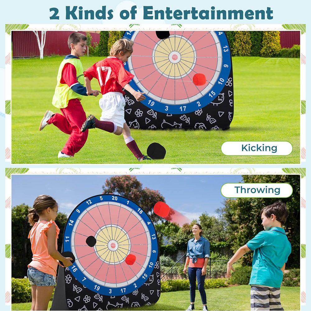 Costway Black Large Dart Board with 4 Kick Balls Image 5