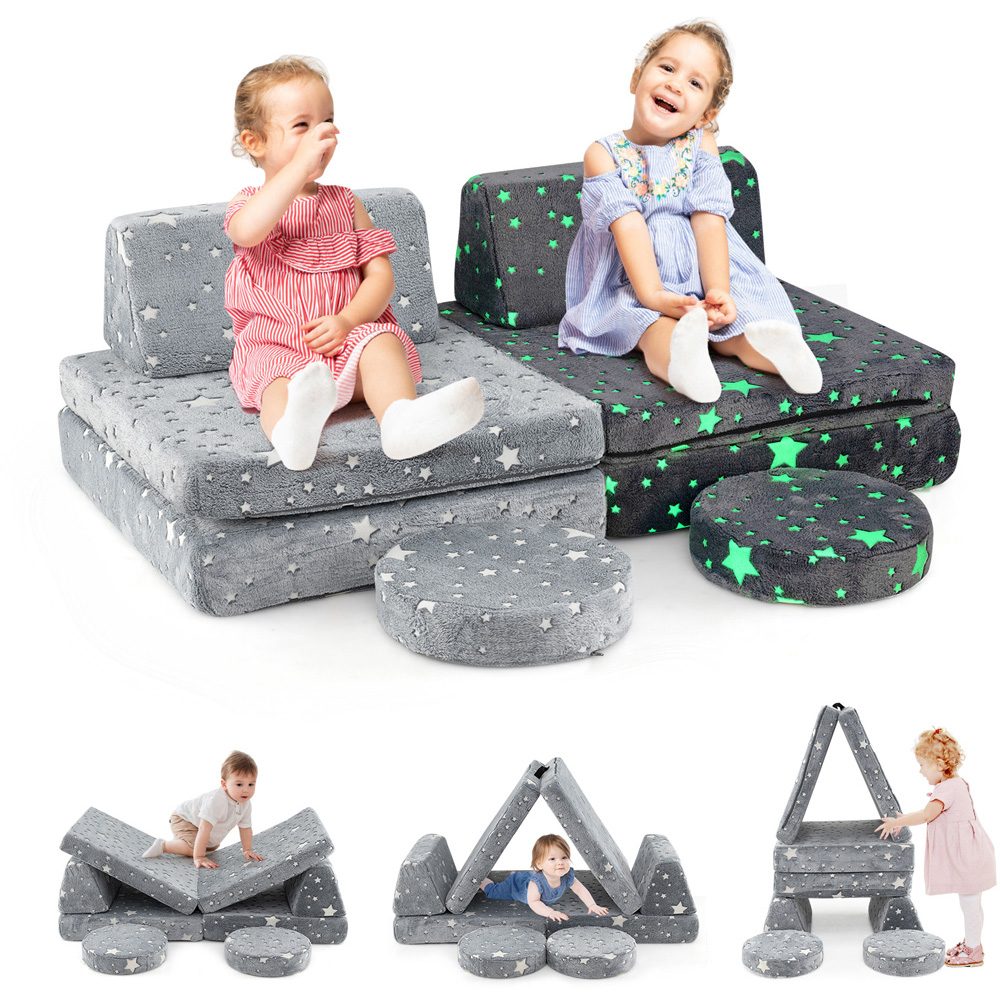 Costway Glow in the Dark Kids Play Couch Set Image 3