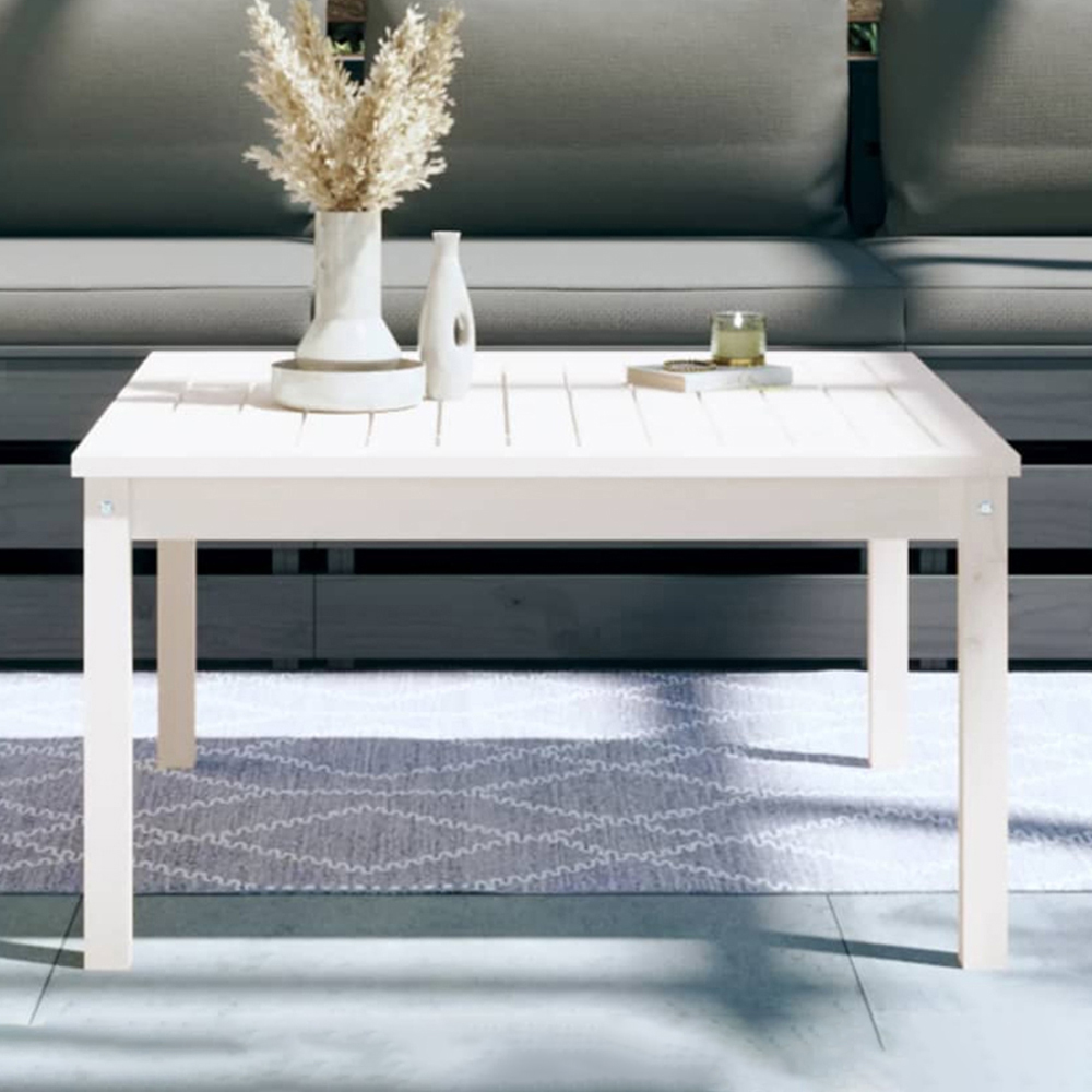 vidaXL White Solid Pine Wood Slatted Garden Table 82.5 x 82.5cm Image 1
