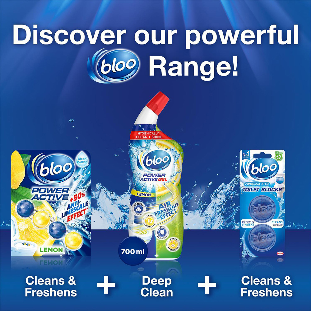 Bloo Power Active Plus Lemon Anti Limescale Effect Toilet Rim Block 2 x 50g 6 Pack Image 6